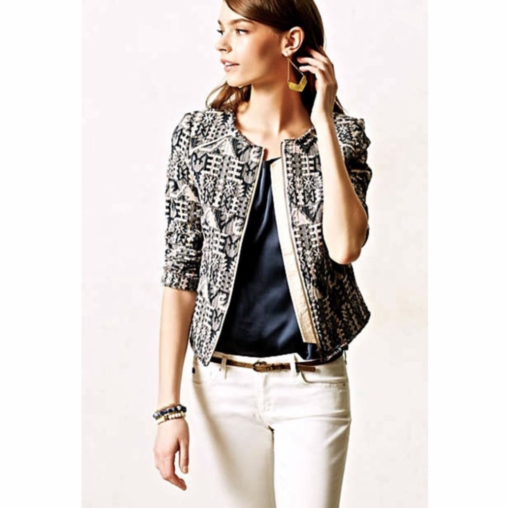 Anthropologie Hei Hei Jacquard Blazer Jacket
